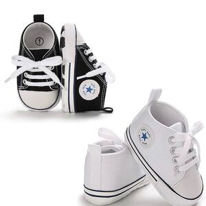 Classic Canvas Baby Sneakers - Black & White